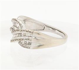 10K White Gold Lady's Engagement Ring Diamond Round Brilliant Baguette Sz8